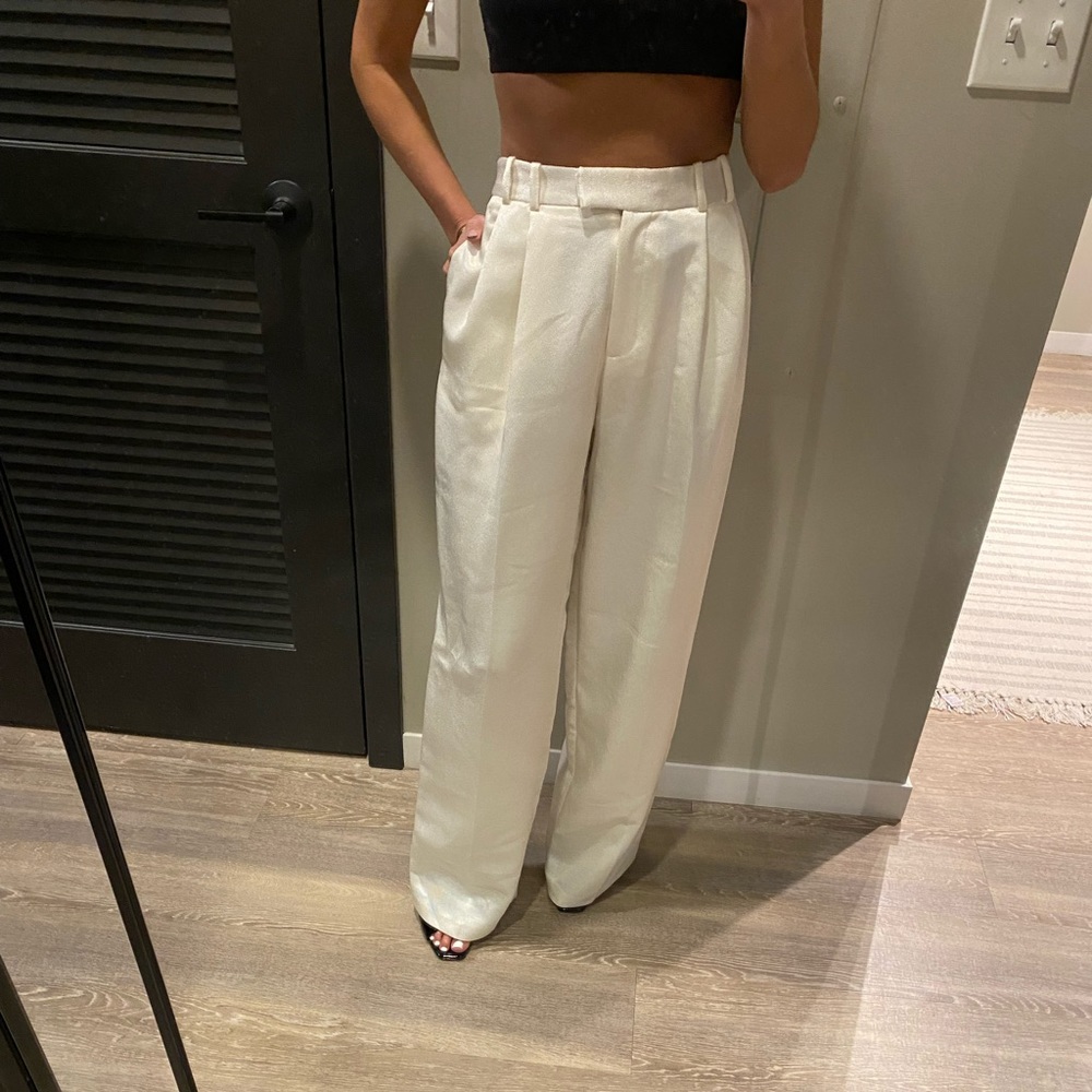 Top Shop White/silver wide leg pants